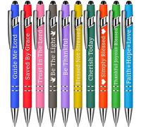 Chrisfall 10 Pieces Ballpoint Pens Office Inspirational Quotes Snarky Screen Touch Stylus Pen Encouraging Scriptures, Black Ink Employee Appreciation Gifts Bulk (Vivid Color, Bible Verse)