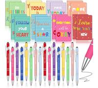 Chrisfall 16 Sets Inspirational Class Gift for Students from Teacher End of Year School Leavers Gifts Motivational Notebooks Small Notepads Colorful Ballpoint Pens for Students Teacher
