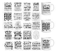Chrisitan Bible Rub on Transfers for Crafts - Eiapadeor 20 Sheets Inspirational UV DTF Cup Wraps, Motivation UVDTF Wraps, Waterproof Rub on Decals for Glass Cups Mug, DIY Transfer Crafts