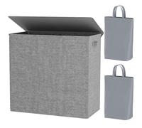 Chrislley 154L Double Laundry Basket with lid and Removable Laundry Bags Large Collapsible 2 Dividers washing basket with Handles for Bedroom Laundry Room Closet Bathroom College