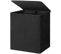 Chrislley 180L Double Laundry Basket with lid and Removable Laundry Bags Large Collapsible 2 Dividers washing basket with Handles for Bedroom Laundry Room Closet Bathroom College(Black)