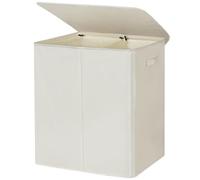 Chrislley 180L Double Laundry Basket with lid and Removable Laundry Bags Large Collapsible 2 Dividers washing basket with Handles for Bedroom Laundry Room Closet Bathroom College（Beige）