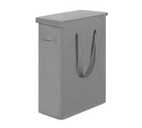 Chrislley Slim Laundry Basket with Lid 45L Tall Thin Laundry Hamper Breathable Collapsible Tall Slim Laundry Bags Big Storage Basket Bin for Clothes Washing Bedroom (Grey)