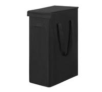 Chrislley Slim Laundry Basket with Lid 45L Tall Thin Laundry Hamper Breathable Collapsible Tall Slim Laundry Bags Big Storage Basket Bin for Clothes Washing Bedroom (black)