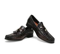 ChrisLOOK Leather Crocodile Pattern Tassel Loafer Dress Shoes Slip on Loafer