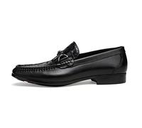 ChrisLOOK Men's Dress Shoes Slip-On Loafers Leather Formal Shoes Crocodile Printed with Buckle, Black, 6.5 UK