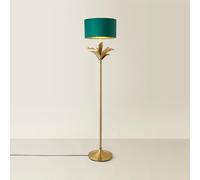 ValueLights | Christina Green Velvet with Gold Inner Drum Shade Gold Palm Leaf Floor Lamp | Floor Lamps, Home Décor & Improvement Essential