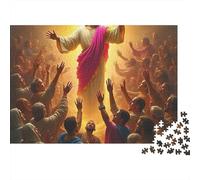 Christ 1000-Piece Jigsaw Puzzle Crowd with Raised Hands - Brainteasing Challenge for Kids38x26cm/1000pcs