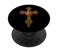 Christ and Hungary - Christian Hungarian Cross PopSockets Adhesive PopGrip