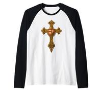 Christ and Hungary - Christian Hungarian Cross Raglan Baseball Tee