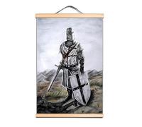 Christ Armor Warrior Banner Wall Hanging Picture Vintage Knights Templar Posters Canvas Scroll Painting with Solid Wood Axis 4 (40X60 CM)