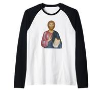 Christ Blessing Portrait Christian Religious Art Jesus Art Raglan Baseball Tee