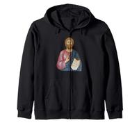 Christ Blessing Portrait Christian Religious Art Jesus Art Zip Hoodie