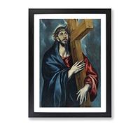Christ Carrying The Cross By El Greco Classic Painting Framed Print | A2 Black Framed Wall Art | Ready to Hang | Classic Religious Picture | Living Room Bedroom Lounge Office