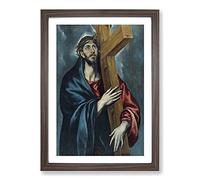 Christ Carrying The Cross by El Greco Framed Print | A2 Walnut Framed Wall Art | Ready to Hang | Modern Religious Picture | Living Room Bedroom Lounge Office
