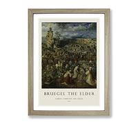 Christ Carrying The Cross By Pieter Bruegel The Elder Exhibition Museum Painting Framed Wall Art Print, Ready to Hang Picture for Living Room Bedroom Home Office Décor, Oak A4 (34 x 25 cm)