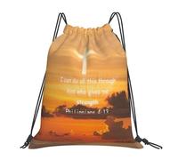 Christ Christianity Jesus Sports String Backpack Design Drawstring Bag Lightweight String Bag For Outside Men Beach 39X46Cm