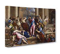 Christ Driving The Money Changers By El Greco Canvas Print | Gallery Wrapped 30mm Frame Wall Art | 30x20 inches | Ready to Hang | Classic Religious Picture | Living Room Bedroom Lounge Office