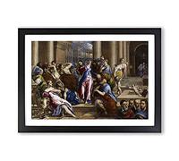 Christ Driving The Money Changers by El Greco Framed Print | A2 Black Framed Wall Art | Ready to Hang | Modern Nature Picture | Living Room Bedroom Lounge Office