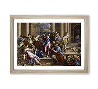 Christ Driving The Money Changers by El Greco Framed Print | A2 Oak Framed Wall Art | Ready to Hang | Modern Nature Picture | Living Room Bedroom Lounge Office