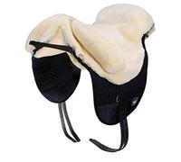 CHRIST English Saddle Fellsattel PREMIUM Plus from, handmade bareback pad (treeless) out of genuine lambskin in natural colour, size: Pony