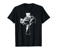 Christ Face in Cross Vintage Bible Verse Religious Value Graphic T-Shirt, Men, Black, S