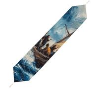 Christ Galilee Lake in The Storm Plush Table Runner Boho Country Farmhouse Kitchen Dining Table Decoration 178*33cm