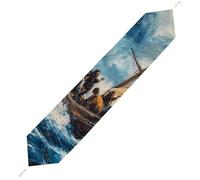 Christ Galilee Lake in The Storm Plush Table Runner Boho Country Farmhouse Kitchen Dining Table Decoration 200*33cm