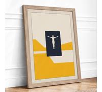 Christ in Geometry Minimalist Framed Wall Art Print A1 (84.1×59.4cm) Oak, Wall Decor for Living Room, Bedroom, Office & Home, Ready to Hang, Art Gift