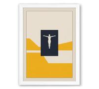 Christ in Geometry Minimalist Framed Wall Art Print A3 (42×29.7cm) White, Wall Decor for Living Room, Bedroom, Office & Home, Ready to Hang, Art Gift