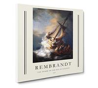 Christ In The Storm Of Galilee By Rembrandt Van Rijn Canvas Print | Gallery Wrapped 30mm Frame Wall Art | 20x20 inches | Ready to Hang | Baroque Religious Picture | Living Room Bedroom Lounge Office