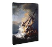 Christ In The Storm Of Galilee By Rembrandt Van Rijn Canvas Print | Gallery Wrapped 30mm Frame Wall Art | 24x16 inches | Ready to Hang | Baroque Religious Picture | Living Room Bedroom Lounge Office