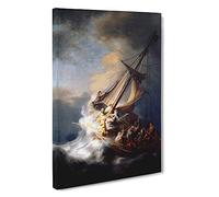Christ In The Storm Of Galilee By Rembrandt Van Rijn Canvas Print | Gallery Wrapped 30mm Frame Wall Art | 30x20 inches | Ready to Hang | Baroque Religious Picture | Living Room Bedroom Lounge Office