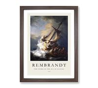 Christ In The Storm Of Galilee By Rembrandt Van Rijn Exhibition Museum Painting Framed Wall Art Print, Ready to Hang Picture for Living Room Bedroom Home Office Décor, Walnut A2 (64 x 46 cm)