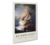 Christ in The Storm of Galilee Rembrandt Van Rijn Canvas Print | Gallery Wrapped 30mm Frame Wall Art | 30x20 inches | Ready to Hang | Baroque Religious Picture | Living Room Bedroom Lounge Office