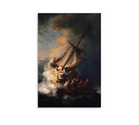 Christ In The Storm on The Sea of Galilee 1633 By Rembrandt Van Rijn Artists Works Printed Posters Wall Art Picture Canvas Prints Bedroom Living Room Decor 12x18inch(30x45cm)