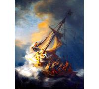 Christ in the Storm on the Sea of Galilee - Rembrandt van Rijn - Large Notebook: 120 Lined Pages, College Ruled, 8.5"x 11" Journal Diary Notepad