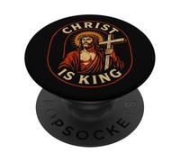 Christ Is King Christian Jesus Faith Design for Men Women PopSockets Adhesive PopGrip