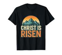Christ is Risen Retro Mountain Sunset T-Shirt