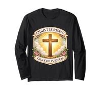 Christ is Risen Truly He is Risen Christian Easter Womens Long Sleeve T-Shirt