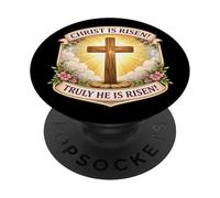 Christ Is Risen Truly He Is Risen Christian Easter Womens PopSockets Adhesive PopGrip