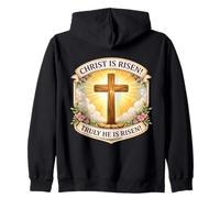 Christ Is Risen Truly He Is Risen Christian Easter Womens Zip Hoodie