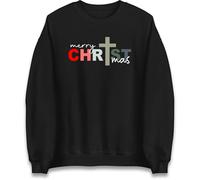 Christ Jesus Christmas Jumper Christianity Xmas Sweatshirt, Xmas Festive Gift Jumper Black