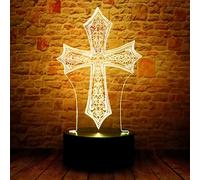 Christ Jesus Cross 3D LED Bedroom Decor Sleep Table Lamp with Remote 7 Colors Night Light Birthday Christmas Easter Christian Gift for Religious Women Men Kids Commemorate Present