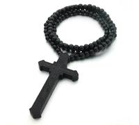 Christ Jesus Wooden Beads 8mm Rosary Bead Cross Pendant Woven Rope Chain Necklace Religious Orthodox Praying Jewelry [GS210711242]