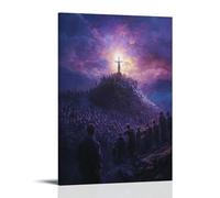 Christ on The Mount, Blessing Those Who Mourn, While Light Pours from The Sky And Thousands Listen in Breathless Silence. Wall Art Mural Modern Decoration Hanging Art Poster 24x36inch(60x90cm)