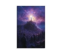 Christ on The Mount, Blessing Those Who Mourn, While Light Pours from The Sky And Thousands Listen in Breathless Silence. Wall Art Mural Modern Decoration Hanging Art Poster 16x24inch(40x60cm)