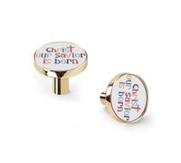 Christ Our Savior is Born Quote Cabinet Knobs and Wall Hooks, 6 Pack Modern Drawer Pulls with Golden-Style-3 Base, Solid Zinc Alloy Handles for Kitchen, Bathroom, Dresser