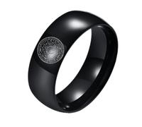 Christ Seals of Seven Archangels Prayer Protection Catholic Finger Ring, Religious Christian Saint Angels Amulet Polished Plain Band Christening Stainless Steel Talisman Ring for Women Men,Size 9