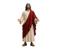 Christ Statue Limited Collector's Edition Resin Figure with Hand Saint for Living Room Bathroom Entrance Decoration Devotional (Red, 13 cm)